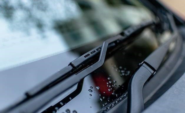 close up of car windshield wipers